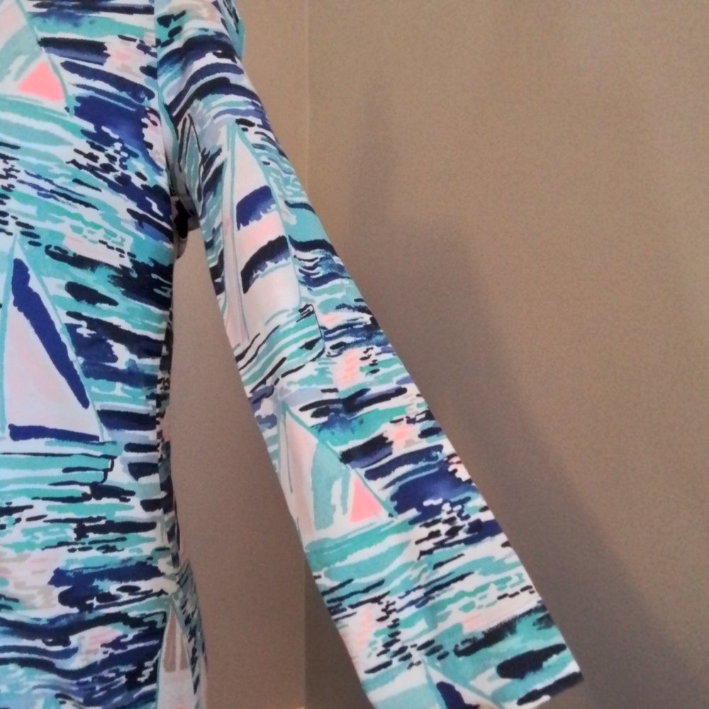 Lilly Pulitzer Tammy UPF 50+ Pier Pressure Print 3/4 Sleeve Dress Multicolor  XS - Picture 8 of 12